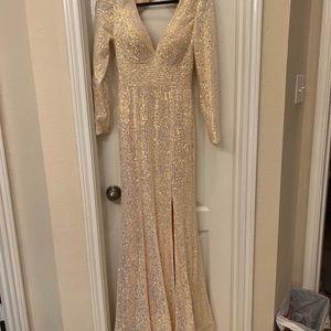 Floor length sequined ball gown